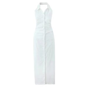 Elegant White Halter Maxi Dress